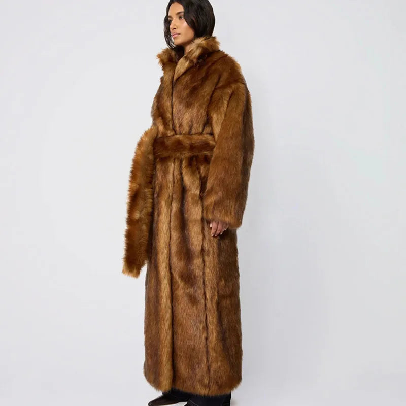 Valeria Faux Fur Coat – Long Thick Winter Coat for Women