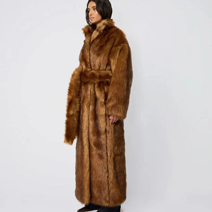 Valeria Faux Fur Coat – Long Thick Winter Coat for Women