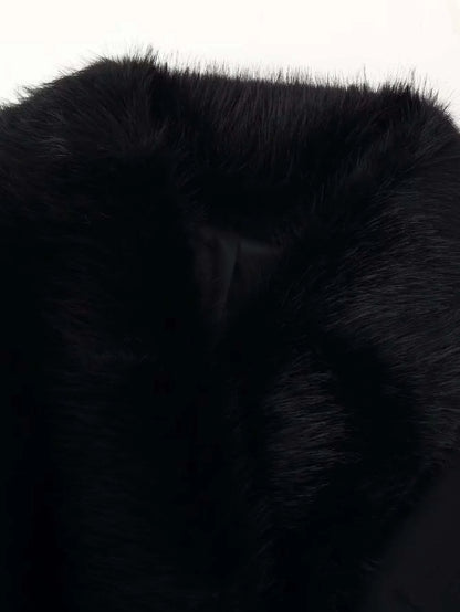 Noir Wool Long Coat – Belted Long Winter Coat for Women