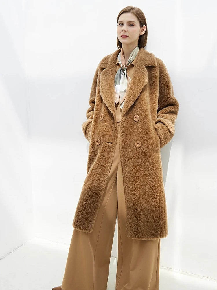 Sienna Wool Coat – Long Double-Breasted Winter Coat for Women