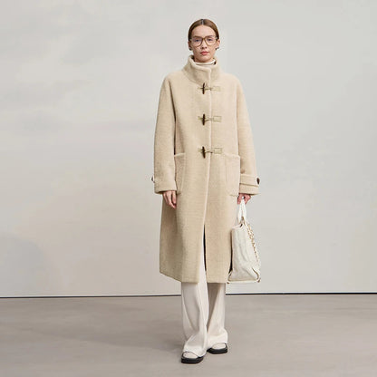 Élodie Plush Coat – Long High-Collar Winter Coat for Women