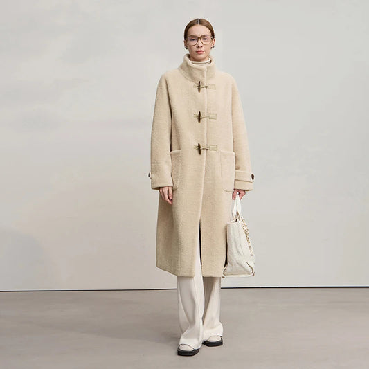 Élodie Plush Coat – Long High-Collar Winter Coat for Women