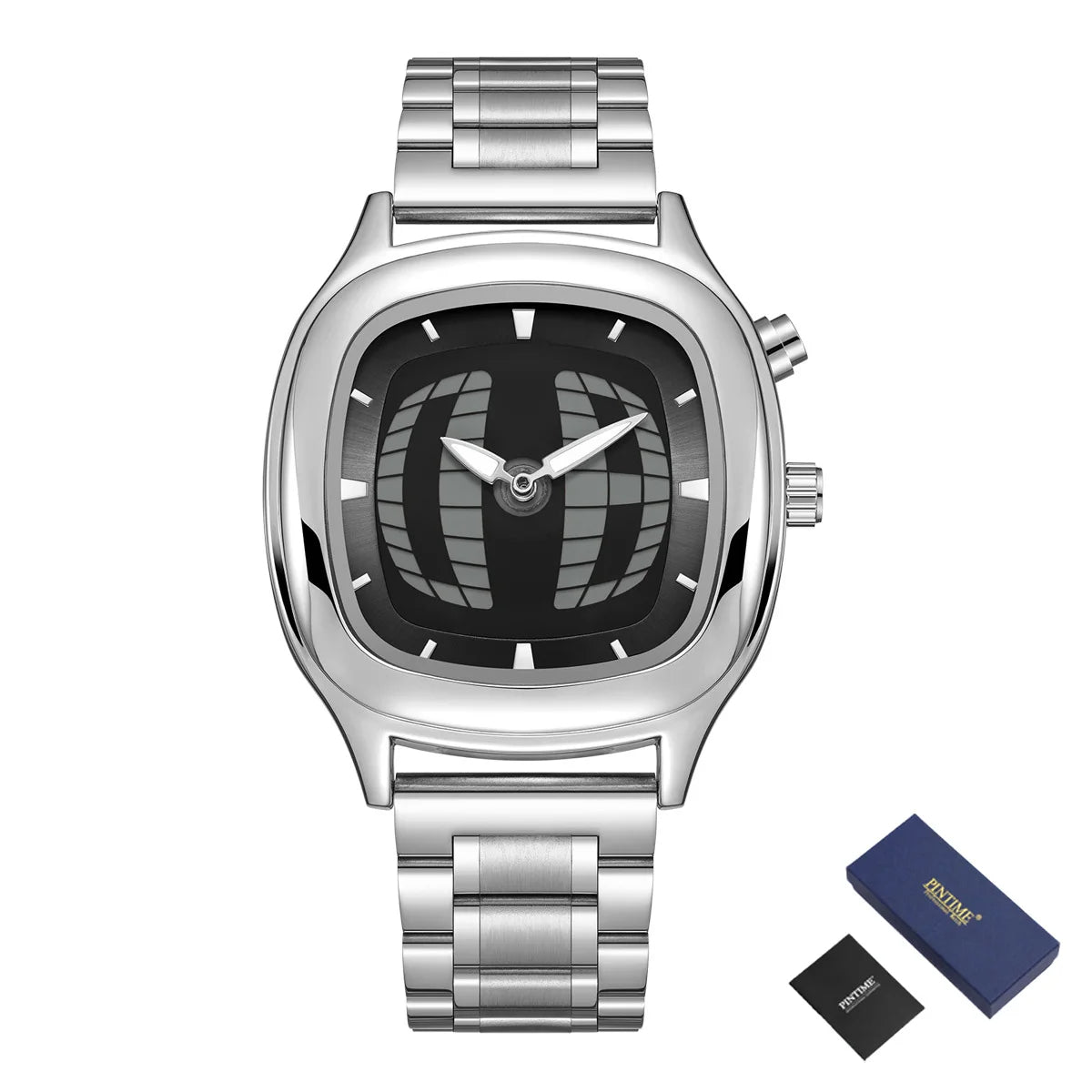 Tandorio Classic Retro Square męski wodoodporny zegarek kwarcowy ze stali nierdzewnej