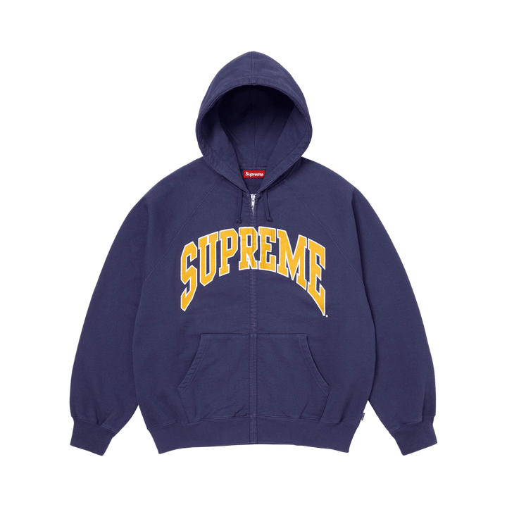 Supreme Cracked Raglan Zip-Up Hooded Sweatshirt – Washed Navy