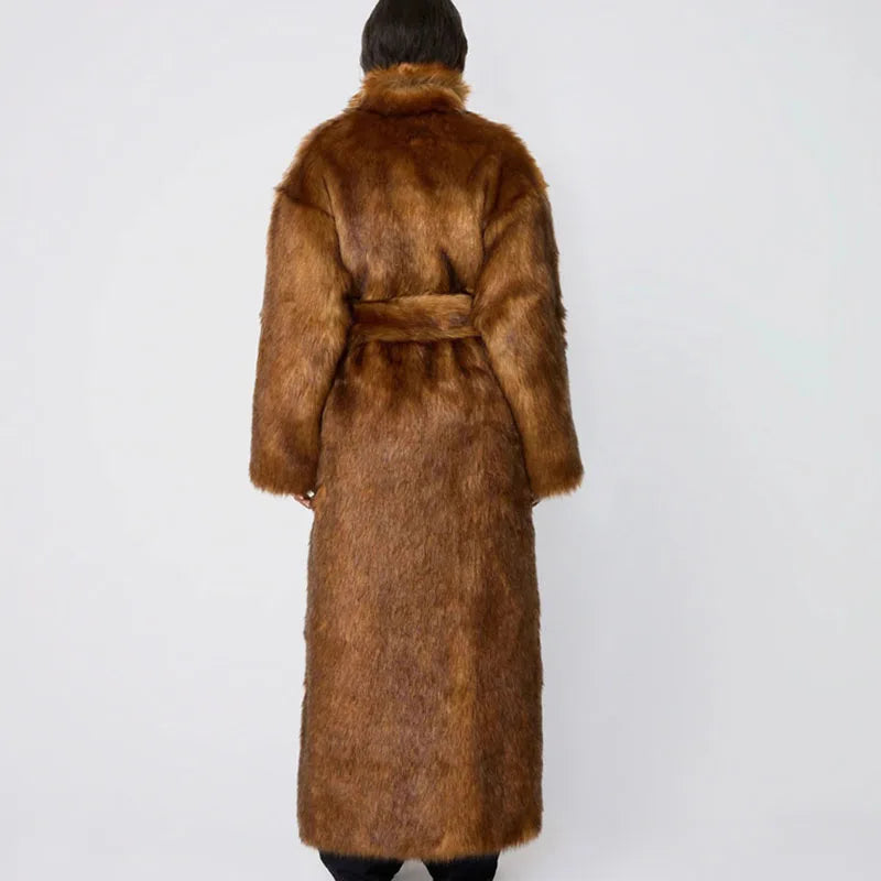 Valeria Faux Fur Coat – Long Thick Winter Coat for Women