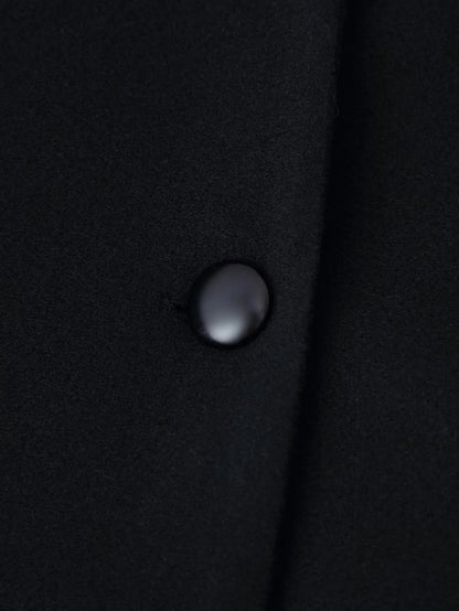 Noir Wool Long Coat – Belted Long Winter Coat for Women