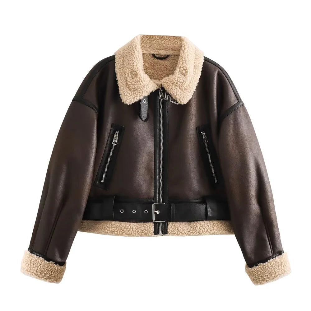 Faux-Shearling Biker Jacket – Winter Suede Edition