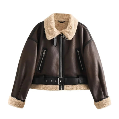 Faux-Shearling Biker Jacket – Winter Suede Edition