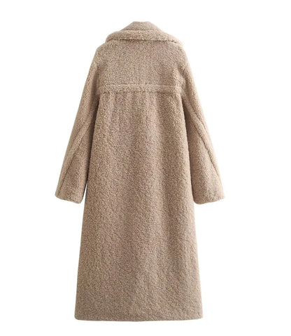 Long Plush Faux-Fur Overcoat – Winter Thermal Edition