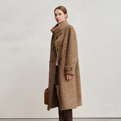 Élodie Plush Coat – Long High-Collar Winter Coat for Women