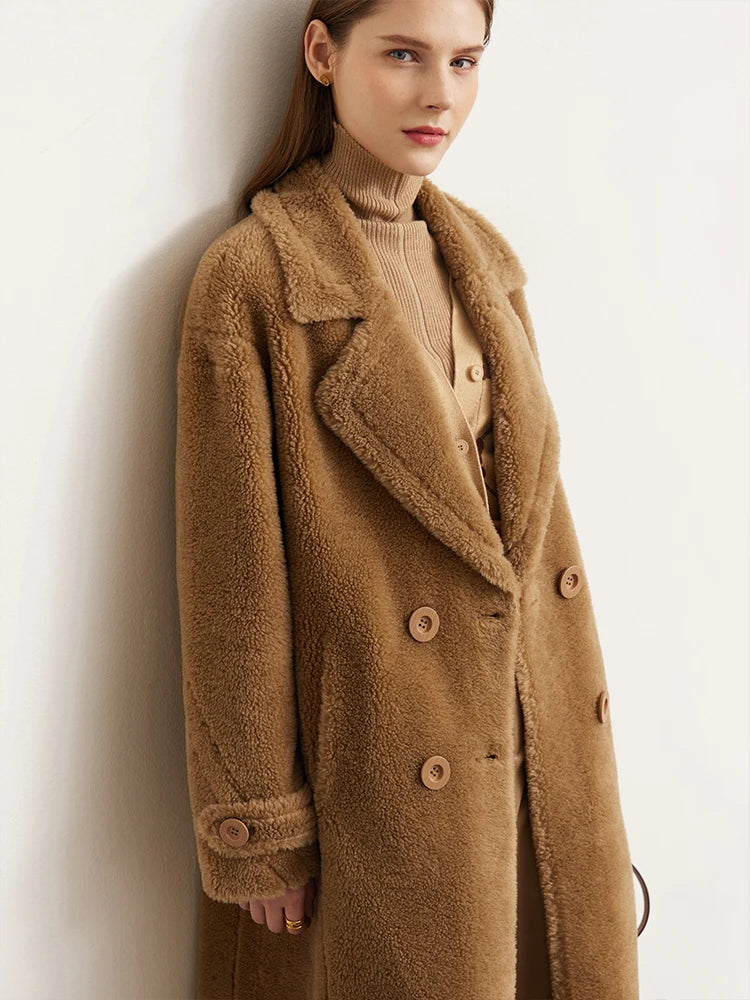 Sienna Wool Coat – Long Double-Breasted Winter Coat for Women