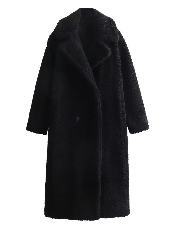 Long Plush Faux-Fur Overcoat – Winter Thermal Edition