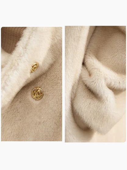 Aurelia Mink-Touch Double-Breasted Winter Coat | Femme | Premium Faux Mink Warm Coat for Women