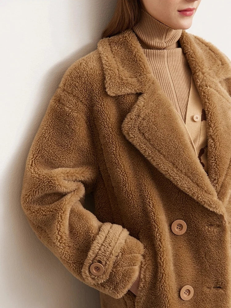 Sienna Wool Coat – Long Double-Breasted Winter Coat for Women