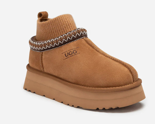 UGG Tazzlita Platform Boots “Chestnut” – Limited Edition Shearling Luxury | Luxem Swiss