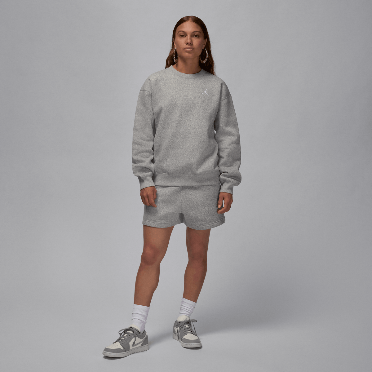 Jordan Brooklyn Fleece Women's Crew-Neck Sweatshirt Dark Grey Heather/White – FV7074-063-XS – product view 5