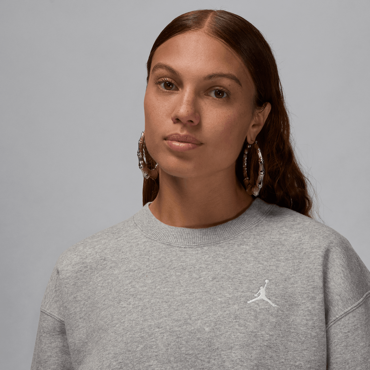 Jordan Brooklyn Fleece Women's Crew-Neck Sweatshirt Dark Grey Heather/White – FV7074-063-XS – product view 3