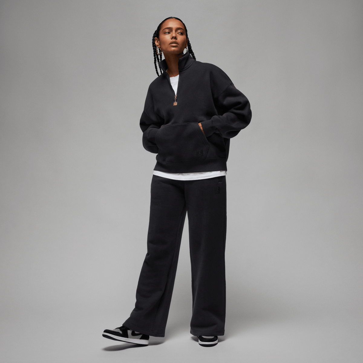 Jordan Flight Fleece Women's Quarter-Zip Top Black – FD7221-010-XS – product view 5