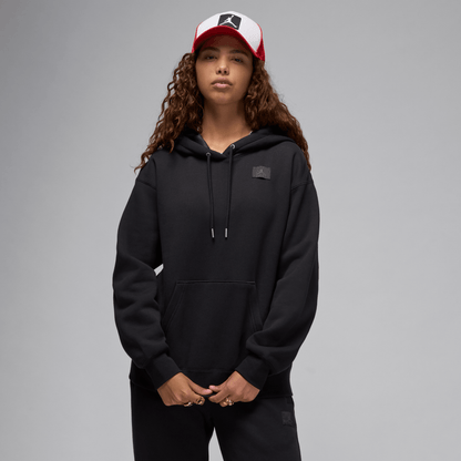 Jordan Flight Fleece Women's Satin-Lined Pullover Hoodie Black/Dark Smoke Grey – FV7050-010-XS – product image