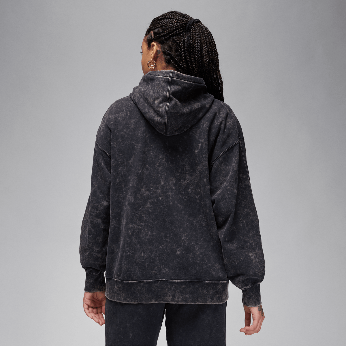 Jordan Flight Fleece Women's Satin-Lined Washed Hoodie Black – FN5738-010-XS – product view 2