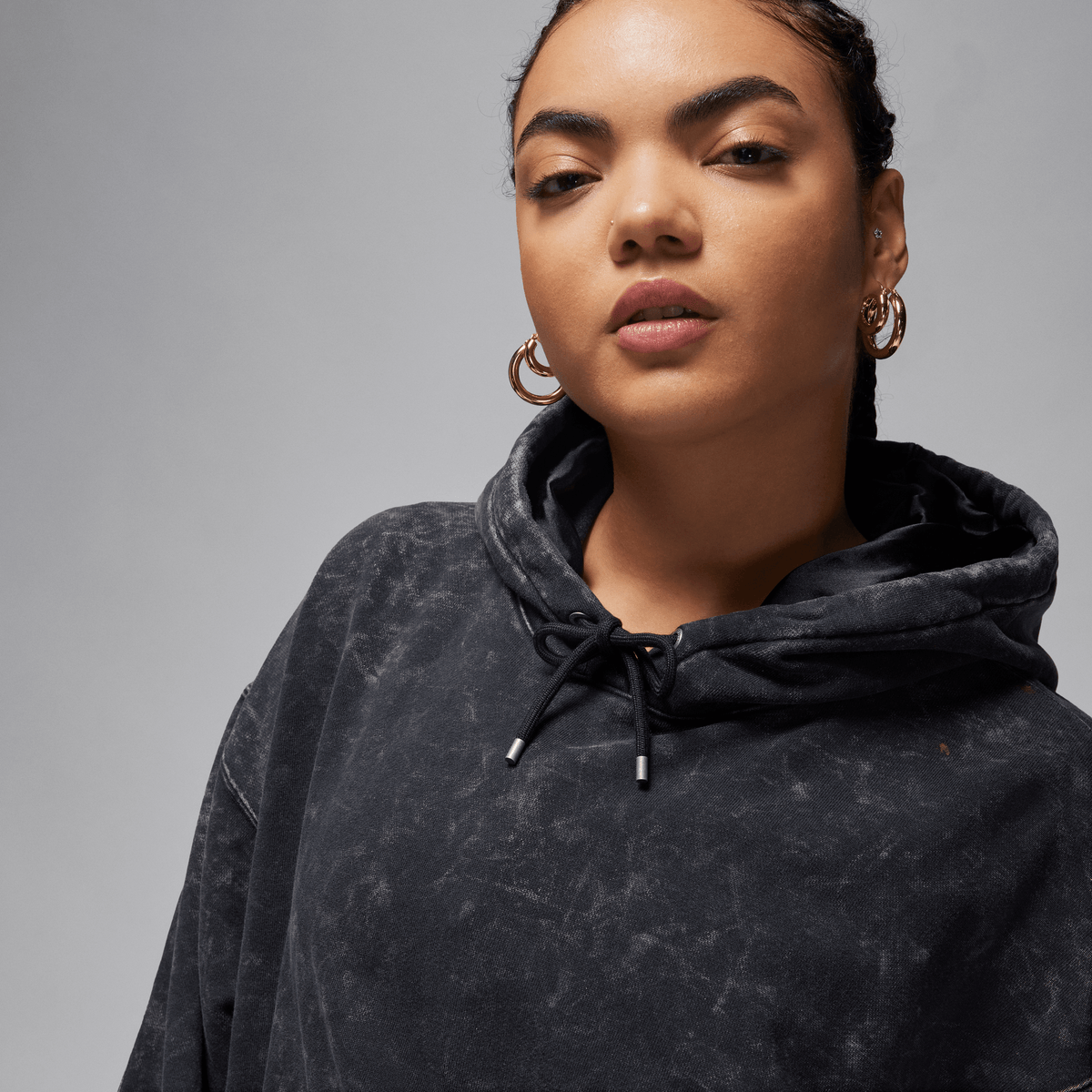 Jordan Flight Fleece Women's Satin-Lined Washed Hoodie Black – FN5738-010-XS – product view 3