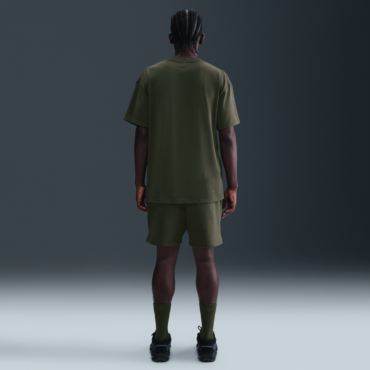 NOCTA Cardinal Fleece Shorts Cargo Khaki/Team Red – FQ0408-325-XS – product view 2
