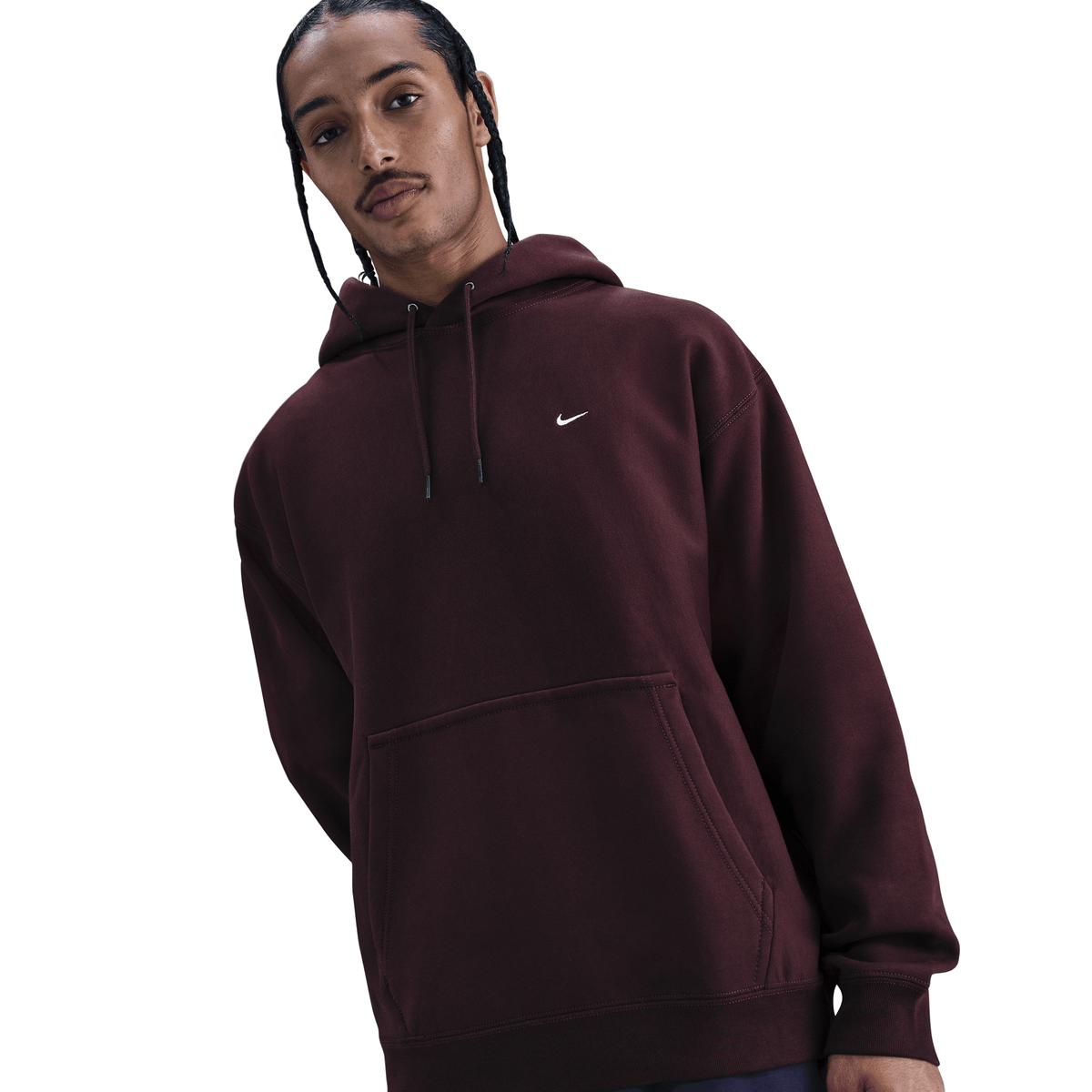 Nike Solo Swoosh Men's Pullover Hoodie Burgundy Crush/Burgundy Crush/White – HV1082-652-S – product view 3
