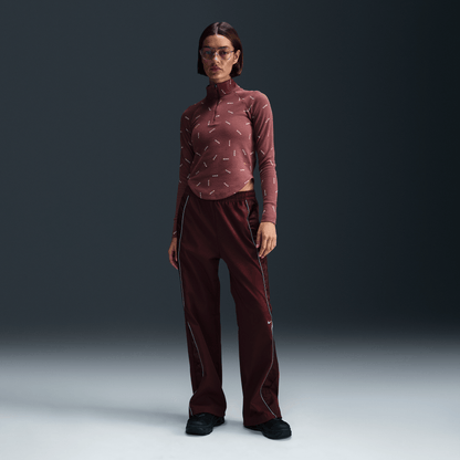 Nike Sportswear Collection Women's Slim 1/2-Zip Long-Sleeve Logo Top Red Sepia/Light Orewood Brown/Red Sepia – FV7821-218-XS – product image