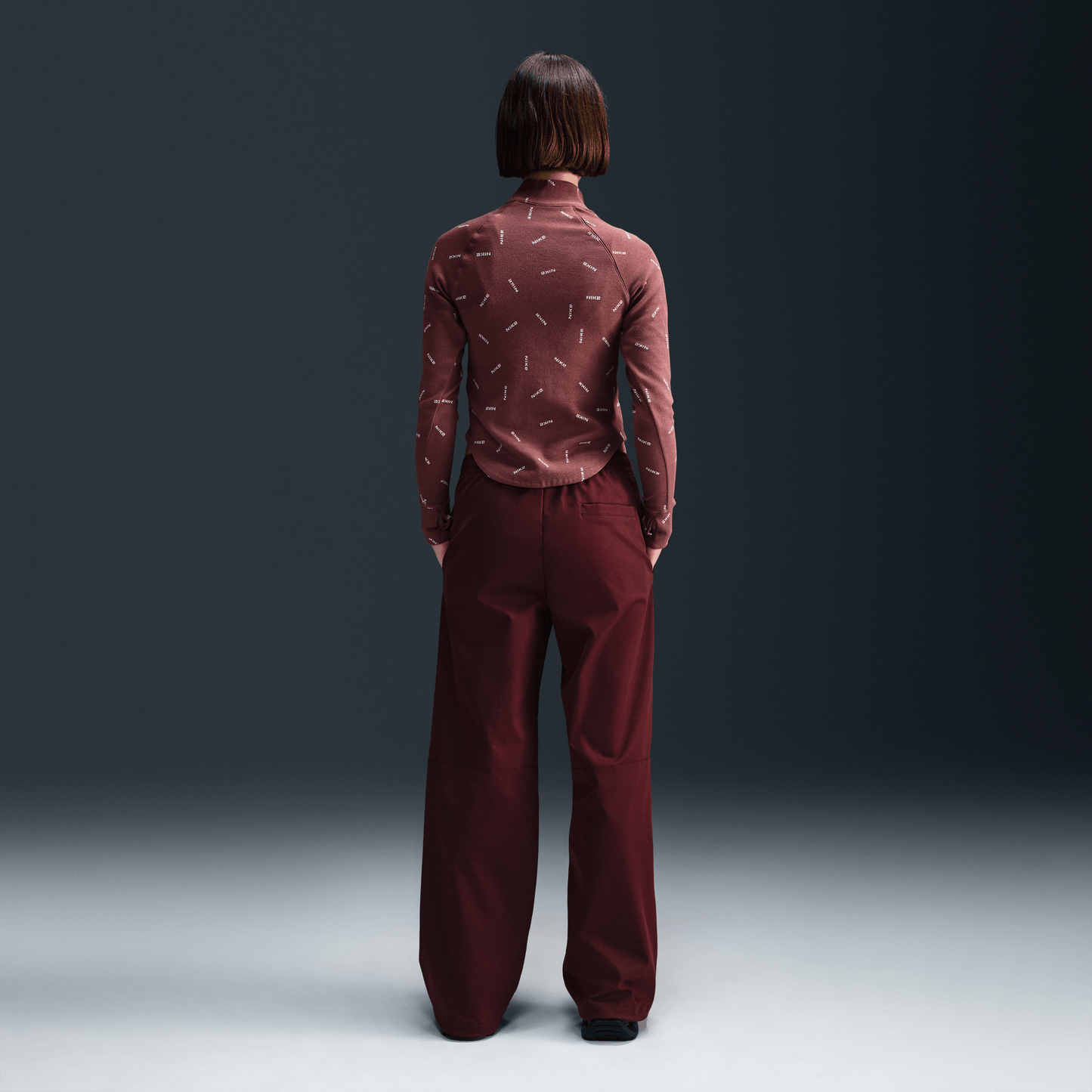 Nike Sportswear Collection Women's Slim 1/2-Zip Long-Sleeve Logo Top Red Sepia/Light Orewood Brown/Red Sepia – FV7821-218-XS – product view 2
