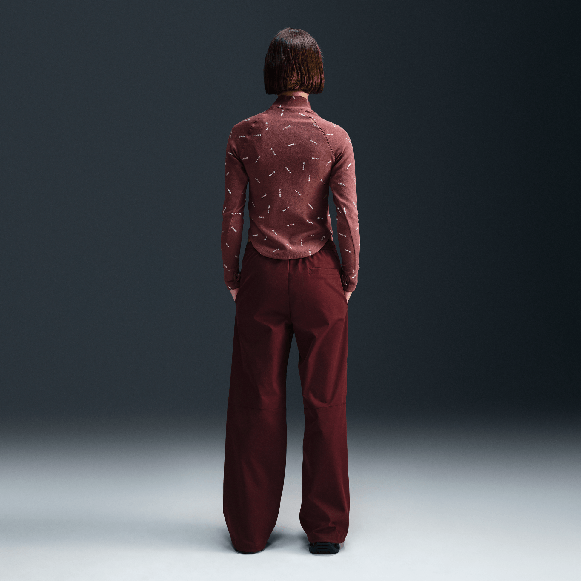 Nike Sportswear Collection Women's Slim 1/2-Zip Long-Sleeve Logo Top Red Sepia/Light Orewood Brown/Red Sepia – FV7821-218-XS – product view 2