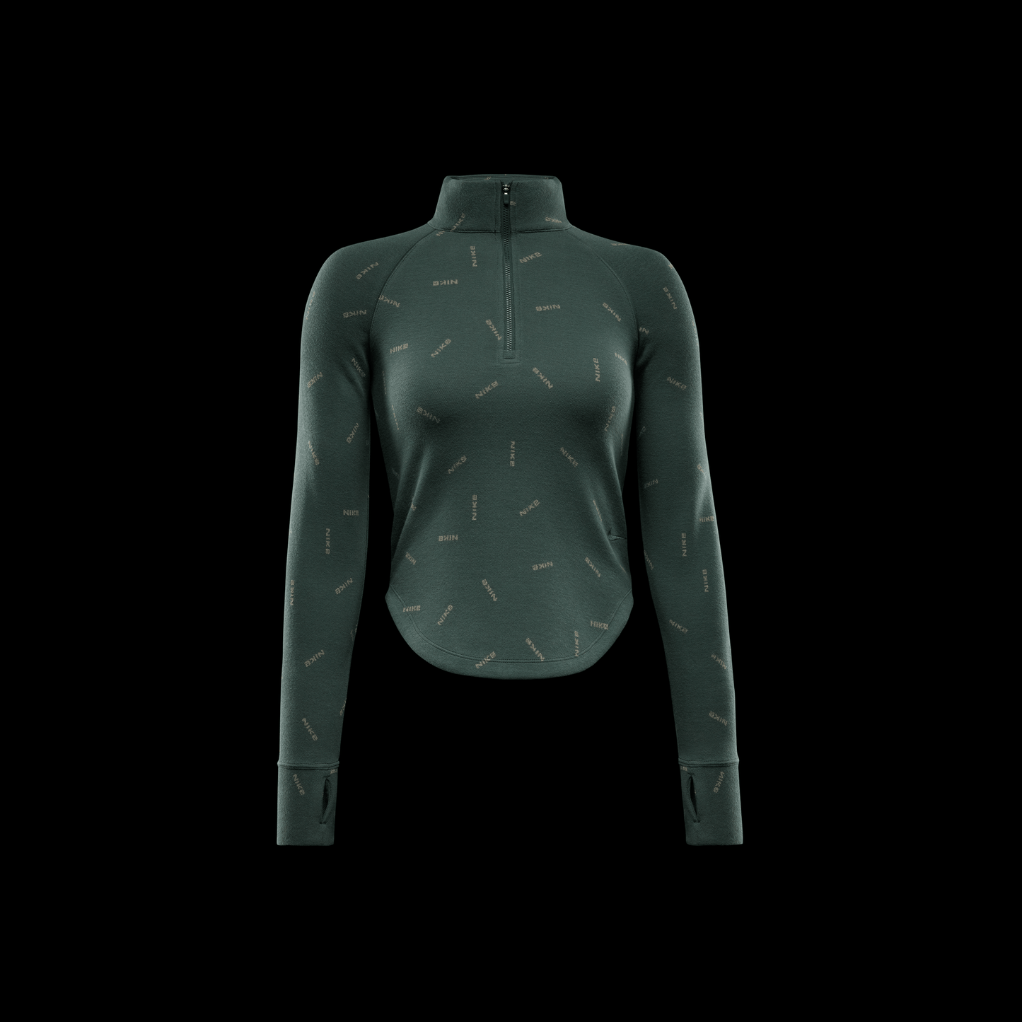 Nike Sportswear Collection Women's Slim 1/2-Zip Long-Sleeve Logo Top Vintage Green/Light Army/Vintage Green – FV7821-338-XS – product view 2