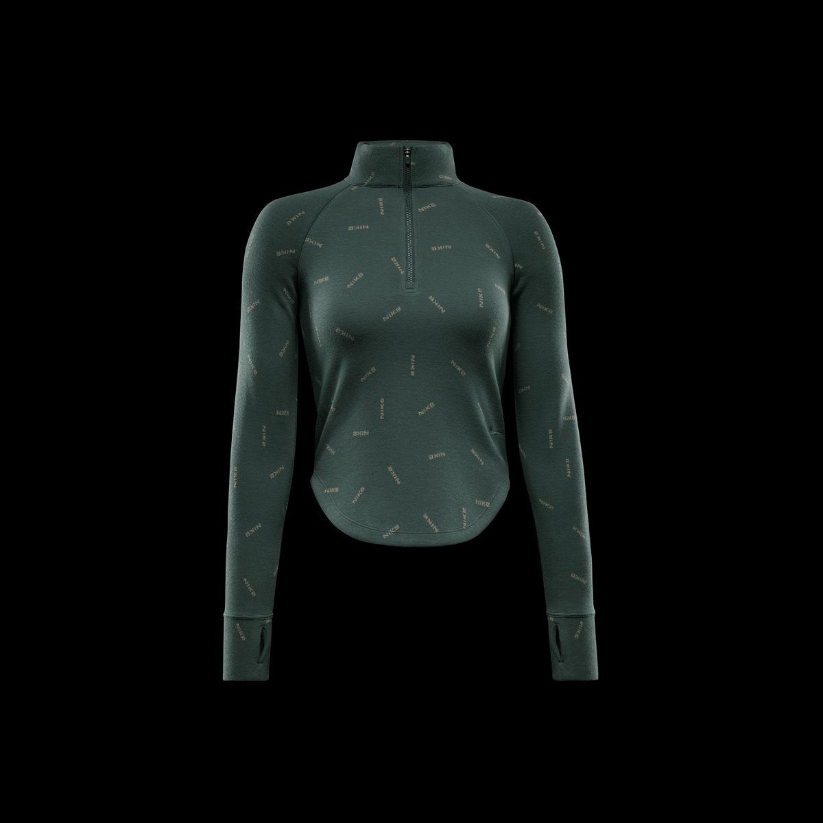 Nike Sportswear Collection Women's Slim 1/2-Zip Long-Sleeve Logo Top Vintage Green/Light Army/Vintage Green – FV7821-338-XS – product view 3