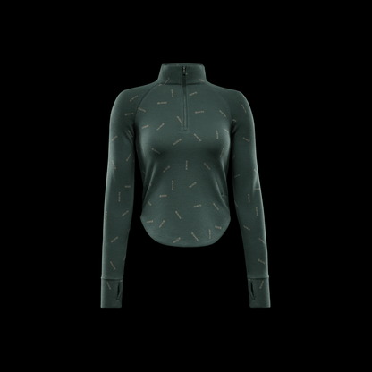Nike Sportswear Collection Women's Slim 1/2-Zip Long-Sleeve Logo Top Vintage Green/Light Army/Vintage Green – FV7821-338-XS – product view 3