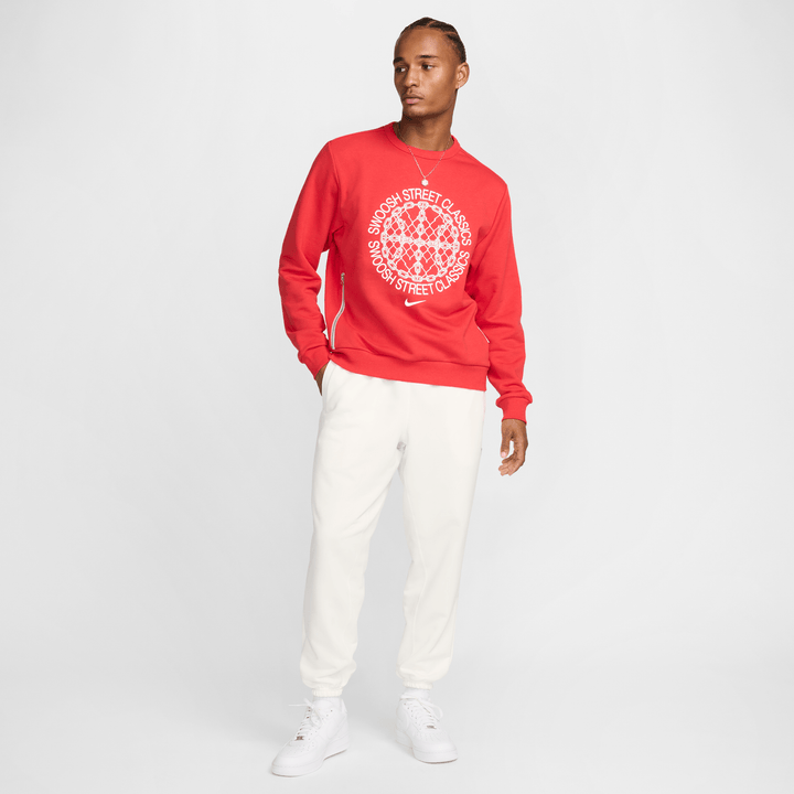 Nike Standard Issue Men's Dri-FIT Basketball Crew-Neck Sweatshirt University Red/Heather/Pale Ivory