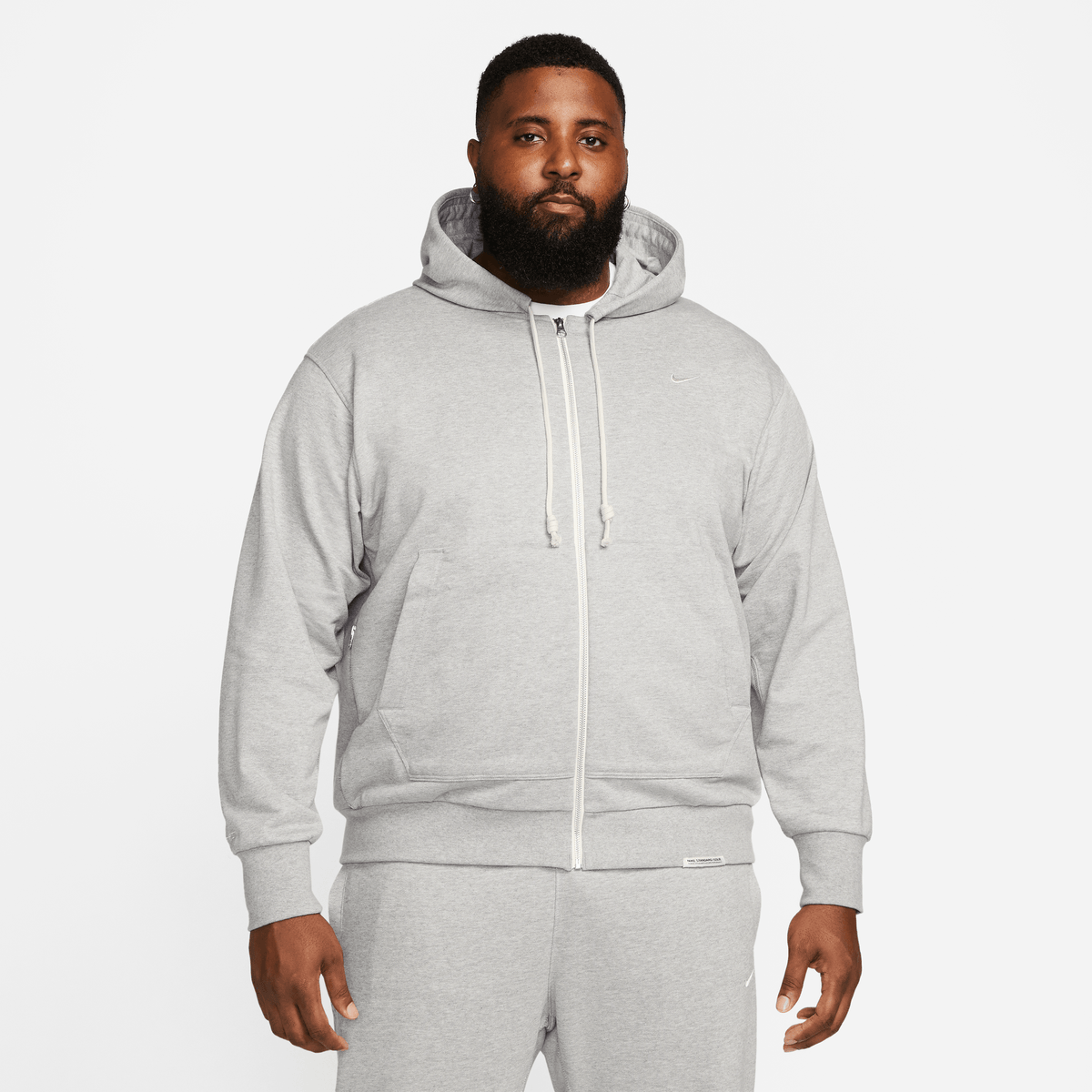 Nike Standard Issue Men's Dri-FIT Full-Zip Basketball Hoodie Dark Grey Heather/Pale Ivory – DQ5816-063-S – product view 3