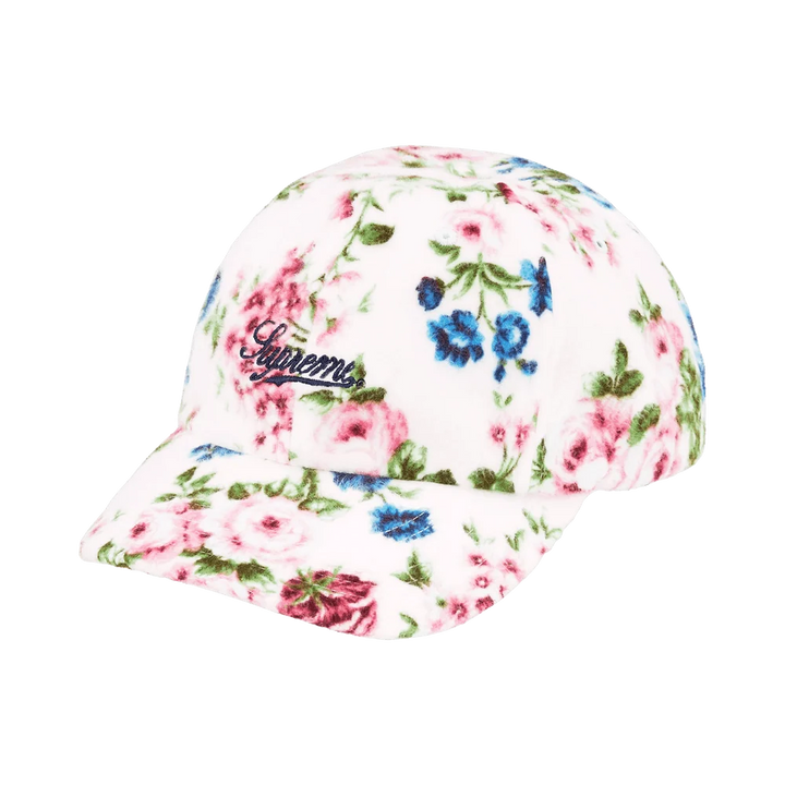 Supreme Floral Flannel 6-Panel Cap – White