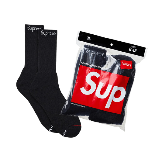 Supreme x Hanes Crew Socks – Black 4 Pack