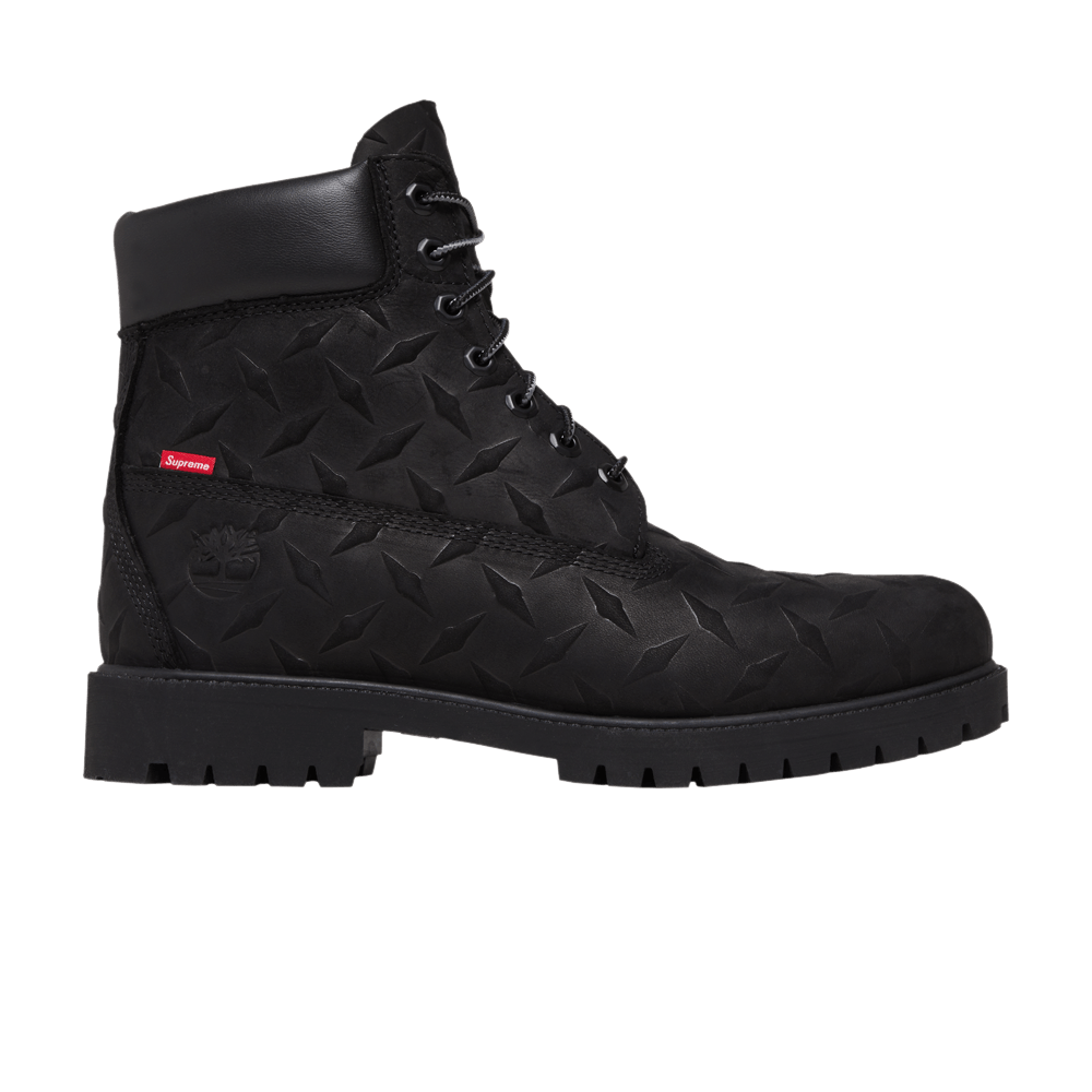Supreme x Timberland 6 Inch Premium Waterproof Boot Embossed Diamond Plate Black – TB0A6DE1-001-41.5 – product image