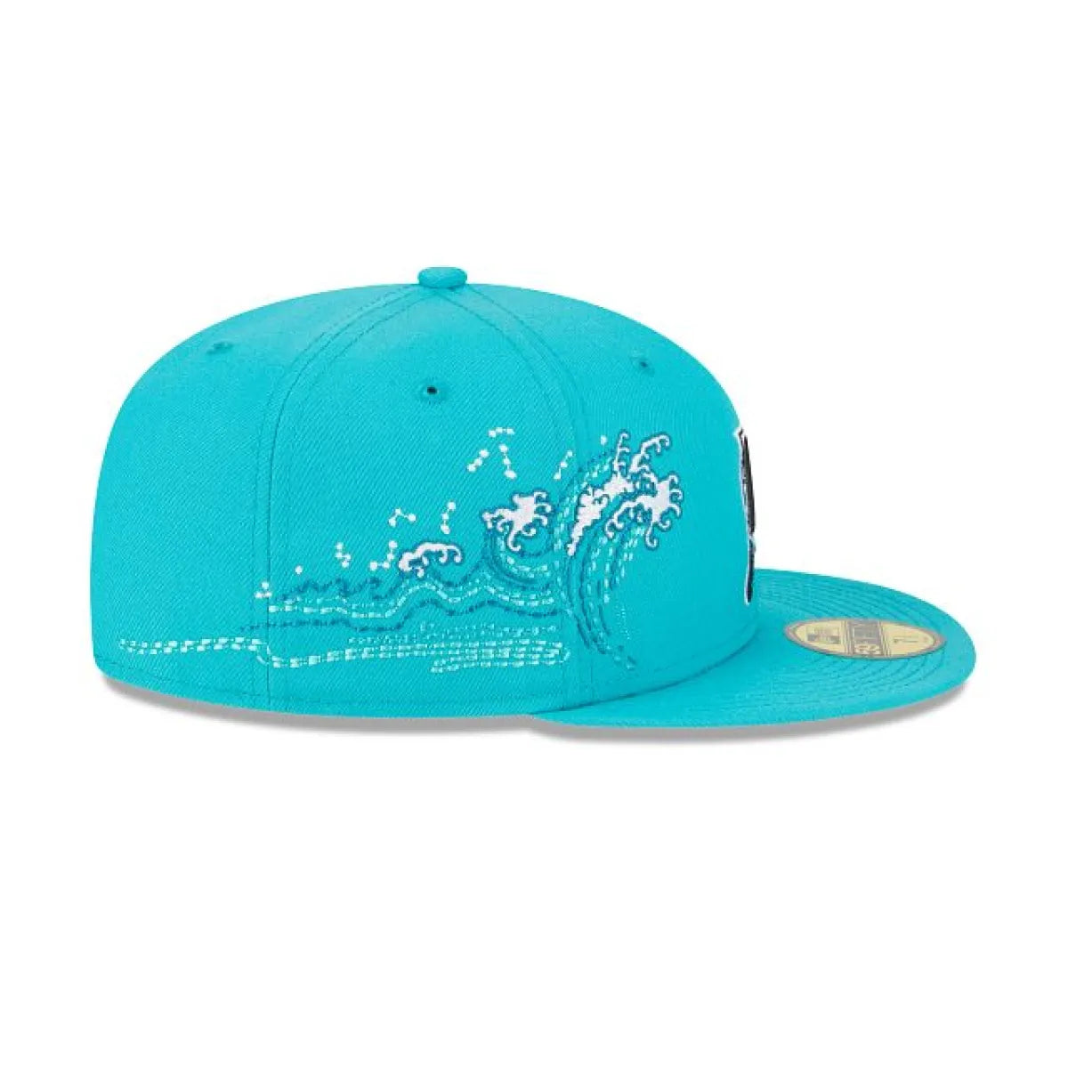 Czapka New Era Florida Marlins 59FIFTY „Wave Side Patch” z dopasowaną lamówką – Aqua Blue