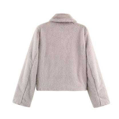 Soft Plush Lapel Jacket – Autumn/Winter Cozy Edition