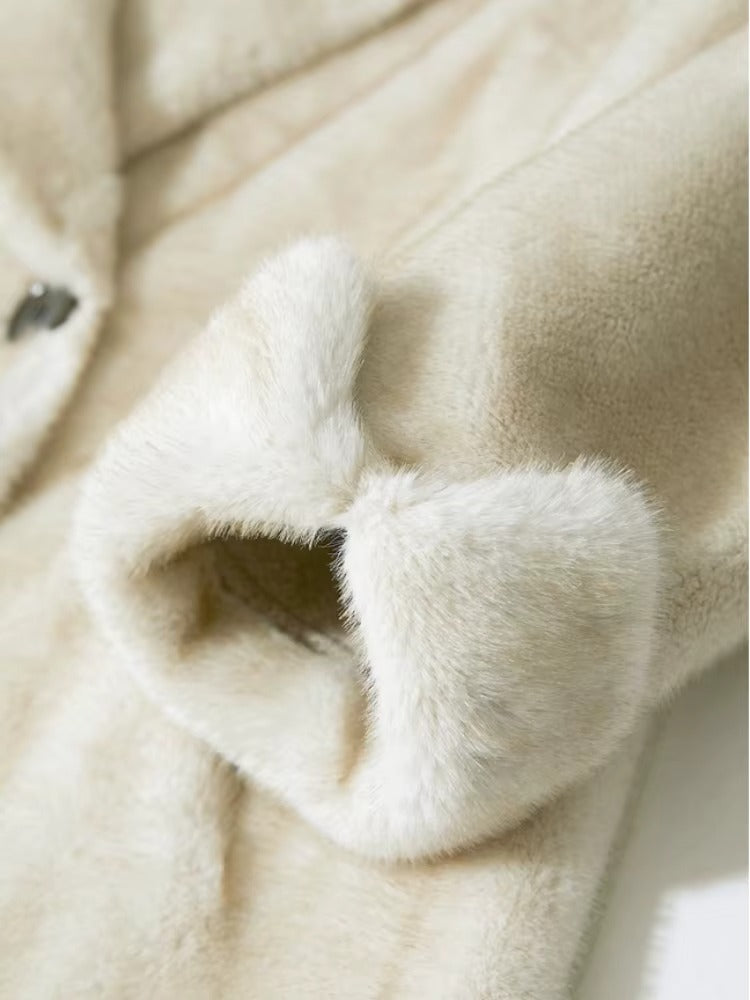 Mira Fur Overcoat – Long Double-Breasted Winter Coat for Women