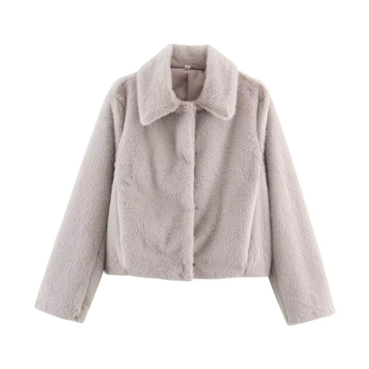 Soft Plush Lapel Jacket – Autumn/Winter Cozy Edition