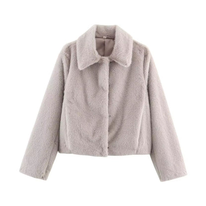 Soft Plush Lapel Jacket – Autumn/Winter Cozy Edition