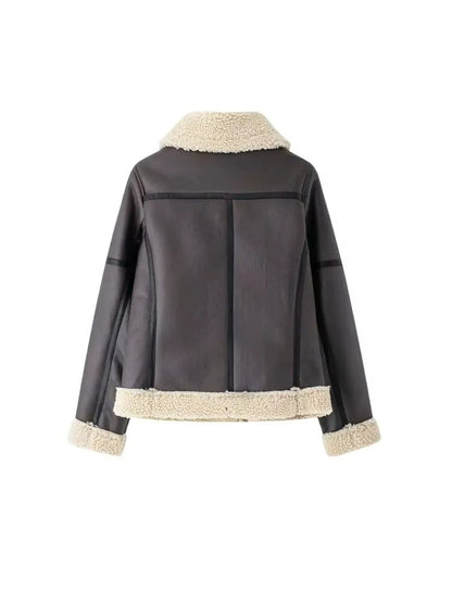 Suede Faux-Shearling Winter Jacket – Belted Warm Edition