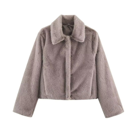 Soft Plush Lapel Jacket – Autumn/Winter Cozy Edition
