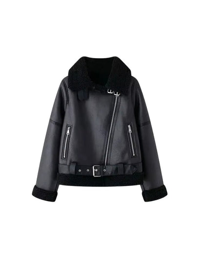 Suede Faux-Shearling Winter Jacket – Belted Warm Edition