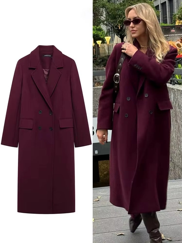 Elegant Long Wool-Blend Overcoat – Premium Winter Edition