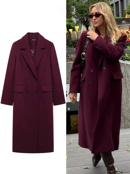 Elegant Long Wool-Blend Overcoat – Premium Winter Edition