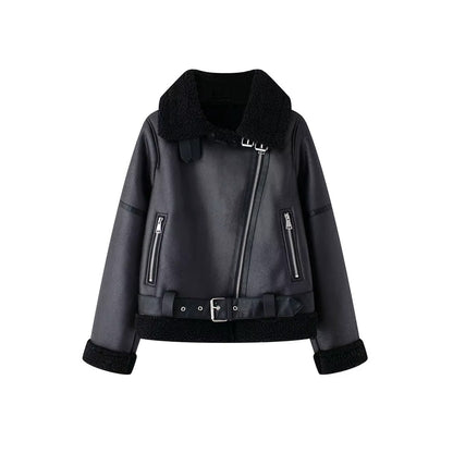 Suede Faux-Shearling Winter Jacket – Belted Warm Edition