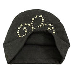 Crown Fleur Pearl Beanie | Luxem Swiss Luxury Streetwear Knit Hat – Black & White